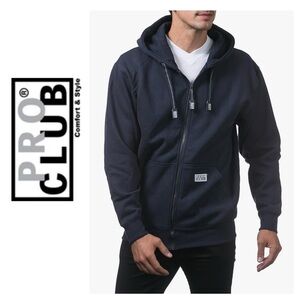 💵ProClub Thick Zippered Blue Hoodie Size Small